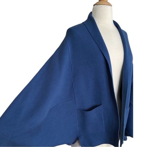 J. JILL Pure Jill Double Knit Blue Cardigan Dolman Sleeve Oversized Open Size M - Picture 6 of 15